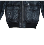 DIESEL L-OIUKI Men’s Black Leather Bomber Jacket Genuine Leather