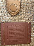 Coach Brooklyn Shoulder Bag in natural paper straw with leather trim
