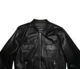 DIESEL L-LANDING Men’s Black Leather Jacket Size M Biker Bomber Genuine Leather