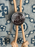 RRP £550 Tory Burch T MONOGRAM DENIM MINI BUCKET BAG