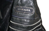 Diesel LAFSH Men’s Black Genuine Leather Biker Jacket Size L – Authentic