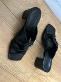 Claudia Pierlot Black Leather Heeled Mules – Size 37 (Never Worn)