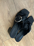 Claudia Pierlot Black Leather Heeled Mules – Size 37 (Never Worn)