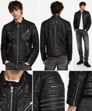 Diesel LAFSH Men’s Black Genuine Leather Biker Jacket Size L – Authentic