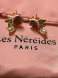 Les nereides flower and pearl drop earrings