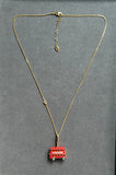 Juicy Couture Gold Long Necklace with Red Bus Pendant (60–65 cm)