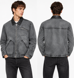 DIESEL J-CHART Men’s Jacket Grey Washed Zip Utility IT50 Large L Authentic