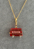Juicy Couture Gold Long Necklace with Red Bus Pendant (60–65 cm)