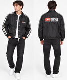 Diesel J-Akito Men’s Black Logo Coach Jacket – Relaxed Fit Size XL