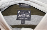 DIESEL T-KADA OLIVE GREEN GREY STRIPE KNITTED POLO SHIRT SIZE L 100% AUTHENTIC