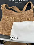 Coach Brooklyn Shoulder Bag in natural paper straw with leather trim