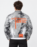 A-COLD-WALL* Men's Grey Acid Wash Denim Jacket – Orange ACW Graphic, Size 48