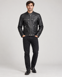 DIESEL L-BOY-R Men’s Black Leather Biker Jacket Size L Moto Racer