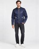 DIESEL J-SHIRO Men’s Navy Blue Biker Jacket Size S Padded Moto Style Authentic