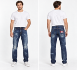 DSQUARED2 Boot Cut Jeans S74LB1381 Size IT48 Blue Faded Denim Canadian Flag