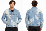 DIESEL D-Barcy Men’s Distressed Bleached Denim Jacket Light Blue Size S