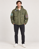 DIESEL J-BATTLE JACKET MEN'S MILITARY GREEN UTILITY FIELD PATCHES AUTHENTIC