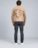BLAUER USA AYDEN TWO-TONE LEATHER JACKET MEN'S SIZE S TAN BEIGE BIKER AUTHENTIC