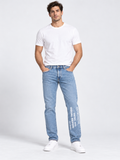 DIESEL D-STRUKT 009DX Men’s Slim Fit Jeans Blue Graphic Denim