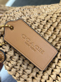 Coach Brooklyn Shoulder Bag in natural paper straw with leather trim