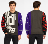 DIESEL K-Xavier Men's Graphic Knit Jumper – Multicolour Crew Neck Sweater Size M
