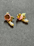 Les nereides flower and pearl drop earrings