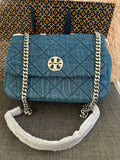 RRP£640 Tory Burch Willa denim small shoulder bag