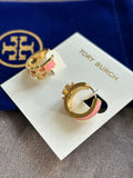 Pre-loved Tory Burch logo mini hoop earrings