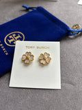 Pre-loved Tory Burch clover logo stud earrings