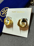 Pre-loved Tory Burch logo hoop earrings