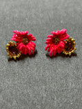 pre-loved Les nereides flower stud earrings