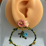 Pre-loved Les nereides flowers berries and bee earrings