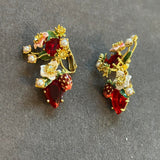 Pre-loved Les nereides wild strawberry clip on earrings