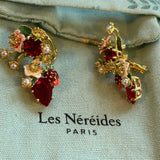 Pre-loved Les nereides wild strawberry clip on earrings