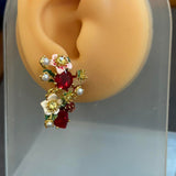 Pre-loved Les nereides wild strawberry clip on earrings