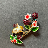 Vintage Inspired Enamel Mouse & Berry Brooch VIN002