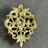 Style Rhinestone Brooch – Red & Green Crystal Filigree Design VIN005
