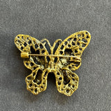 Filigree Butterfly Brooch with Multicolor Rhinestones VIN007