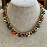 Statement Choker Necklace with Multicolor Stones VIN010