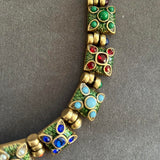 Statement Choker Necklace with Multicolor Stones VIN010