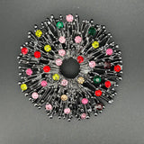 Metal Circular Brooch with Multicolor Rhinestones VIN011