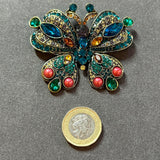 Brooch - Colorful Rhinestone & Gold Tone Pin VIN016