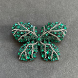 Large Emerald Green Crystal Butterfly Brooch VIN020