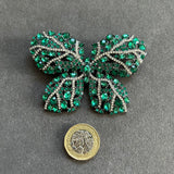Large Emerald Green Crystal Butterfly Brooch VIN020
