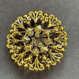 Vintage-Inspired Filigree Brooch with Pink & Red Crystals VIN023