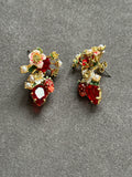 Pre-loved Les nereides flower and fruit earrings