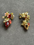 Pre-loved Les nereides flower and fruit earrings