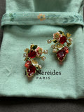 Pre-loved Les nereides flower and fruit earrings
