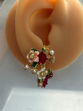 Pre-loved Les nereides flower and fruit earrings