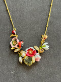 Pre-loved Les Néréides Floral Garden Necklace – Gold Chain with Enamel Flowers